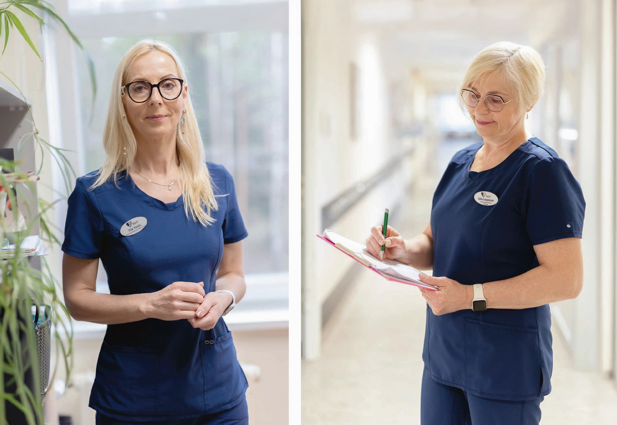 Lõuna-Eesti haigla õendusabikeskuse juhataja Lilia Leppsaar (paremal) ja õendusabi osakonna õendusjuht Tiia Toots annavad oma parima, et patsientide vaegusi leevendada. FOTOD: Aigar Nagel